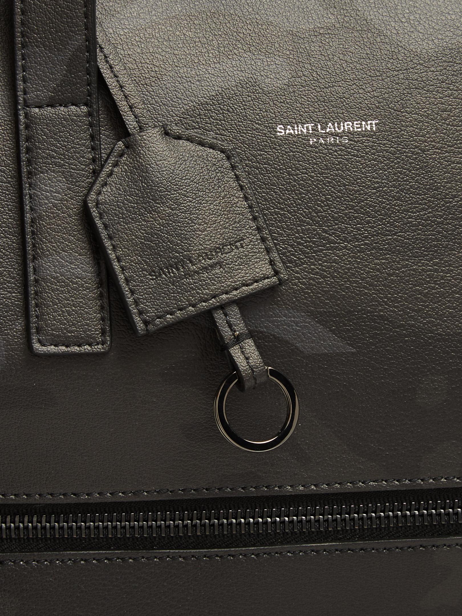 Saint Laurent Bold Camouflage-print Leather Briefcase in Black for 